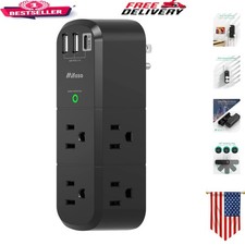 Surge Protector Outlet Extender - with Rotating Plug, 6 AC Multi Plug Outlet wit