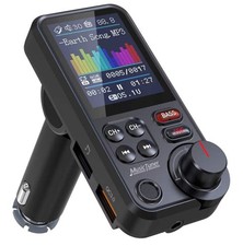 Bluetooth Car Adapter 1.8" Color Screen Strong Mic, QC3.0 Fast Charger FM Radio