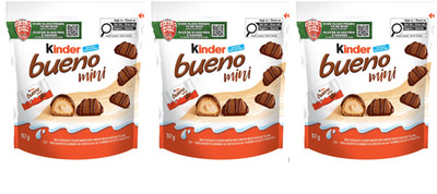 (3 PACK ) KINDER BUENO Milk Chocolate and Hazelnut Cream Mini    3.3 OZ. EACH