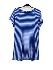 Michael Kors T Shirt Dress Blue White Stripe Glitter Logo No Tags Nautical Coast
