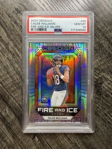 CALEB WILLIAMS 2024 PANINI OBSIDIAN FIRE & ICE SILVER #20 ROOKIE /99 PSA 10