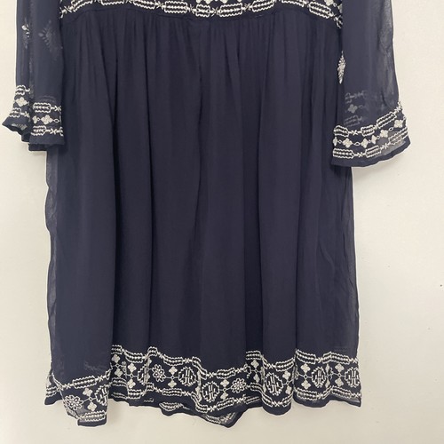 Monsoon Navy & White Embroidered V Neck 3/4 Sleeves Dress NWT Size UK 18 - Picture 11 of 11
