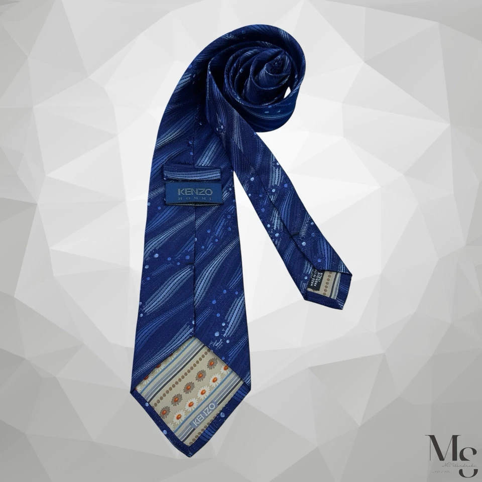 KENZO PARIS Blue Floral Silk Tie Made In Italy 57”-3.5" EX COND - Image 2 of 4