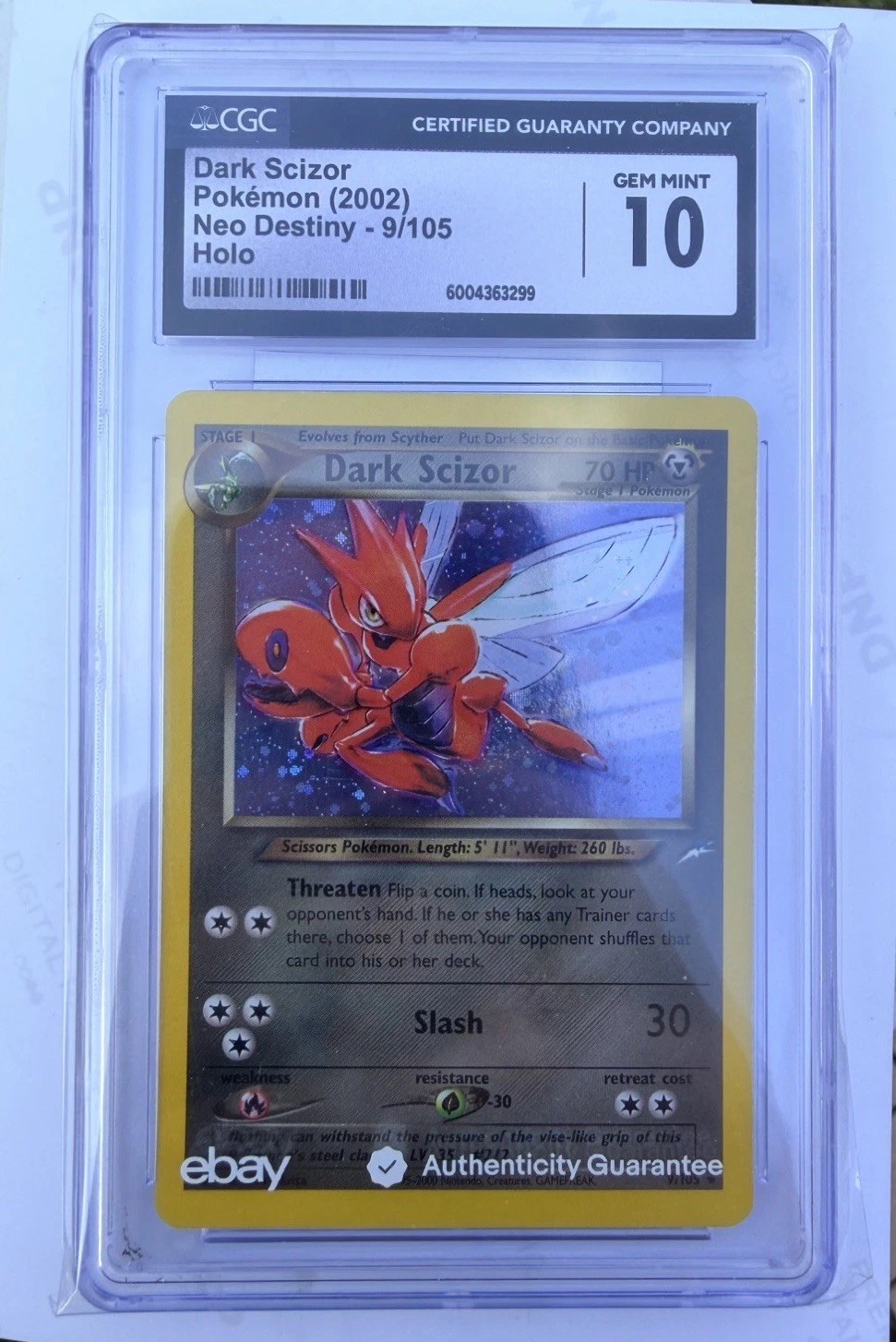 Pokemon TCG Dark Scizor Neo Destiny Holo CGC 10 *LOW POP! POP 6* 9/105
