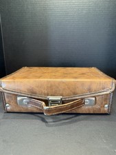 Vintage Merchandise 12 Cassette Tape Storage Box Caring Case with Handle Brown