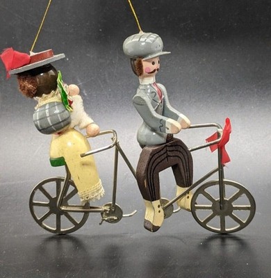 Vintage Kurt Adler Bicycle Built For Two 1978 Hand Painted Christmas Ornament