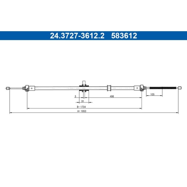 ATE Handbremsseil 1953Mm Hinten Passend FüR Dacia Dokker Lodgy Renault Dokker-image