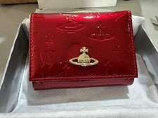 Vivienne Westwood Clasp Trifold Wallet Enamel Fabric Orb outlet Red NEW