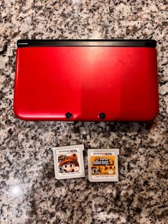 Nintendo 3DS XL Portable Gaming Console Red and Black With 2 Games (Mario)