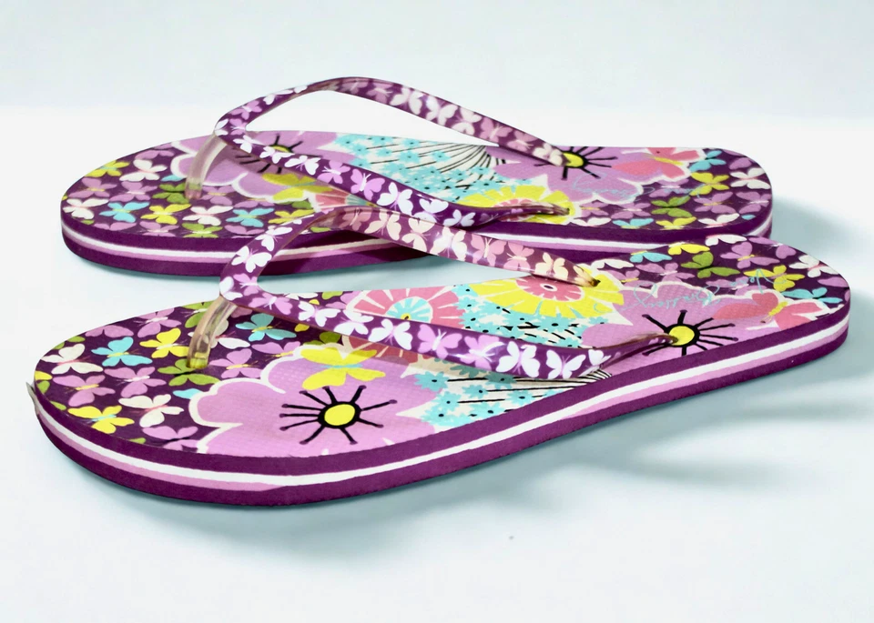 Vera Bradley Flip Flops Thong  Sandal Wo's L 9-10 Flutterby Floral & Butterflies - Image 3 of 4
