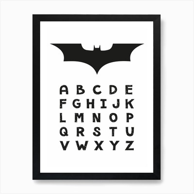 Batman Alphabet Kunstdruck gerahmt Wandbild Poster Leinwanddruck Bild