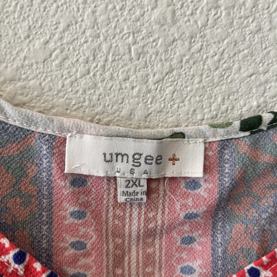 Umgee женщин Майка размер 2XL цветочный шарф печать галстук спереди богемное хиппи - Изображение 2 из 4