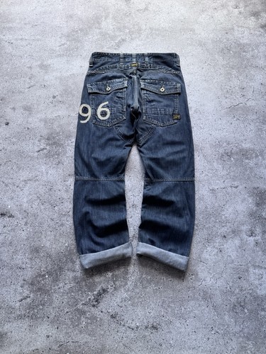 Vintage G Star Raw Avant Garde Jeans Cargo Big Embroidered Logo Size Mens 30 Y2K