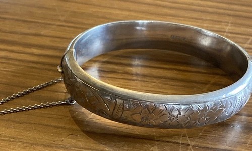 Brazalete de plata con sello 1955 cadena de seguridad - 20,21 g - pasillo grabado - pequeño dint - Imagen 1 de 8