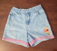 Vintage Y2K 2000s Disney Pooh 100 Acre Friends Denim Jean Short Kids 6/6x