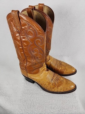 Vtg Dan Post Men's Light Brown Full Quill Ostrich Western Cowboy