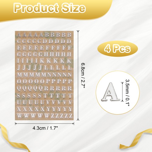 4Sheets Letter Stickers,0.12"Letter Stickers Alphabet Stickers(Silver,Uppercase) - Bild 2 von 7