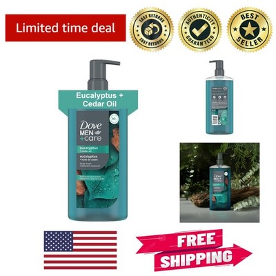 26oz Plant-Based Body Wash for Men - Eucalyptus & Cedar Scent, Hydrating Cleanse