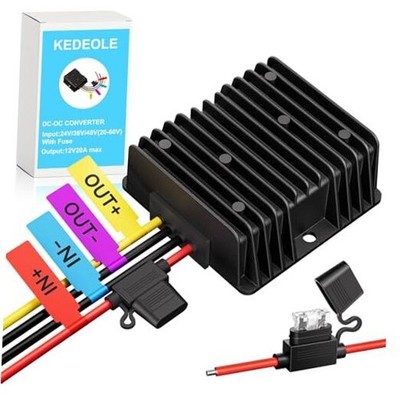36V 48V to 12V 20A Step Down Converter-Golf Cart Voltage Reducer with Fuse|36V