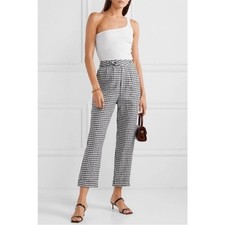 NWT Reformation Tanner April Black White Checkered 100% Linen Pant Size 4