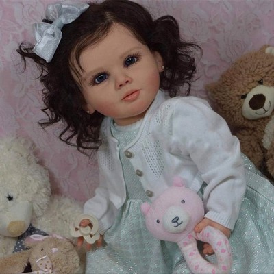 Adorable 28'' Reborn Baby Doll Lifelike Toddler Girl Rooted Hair Cloth Body Gift