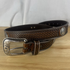 Ariat Western Studded Belt Teal suede Brown Leather - extra 2 holes