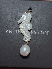 Mop Seahorse Pndnt w 10-10.5mm Cult Prl w Single Sapphire in 14k Gold