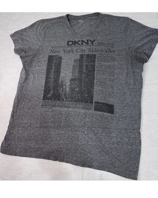 DKNY Women s XXL Gray City Graphic Print V-Neck Short Sleeve Knit T-Shirt
