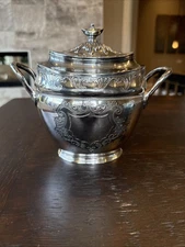 Antique Victorian Thomas Otley & Sons Sheffield Silver Plate Canister.  R518