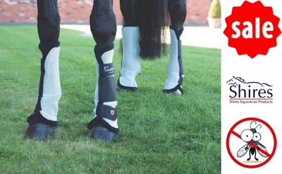 FLY TURNOUT BOOTS Shires Arma schwarz FULL SIZE Insektenschutz 4er Set