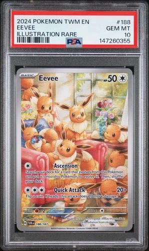 2024 POKEMON TWM EN-TWILIGHT MASQUERADE ILLUSTRATION RARE #188 EEVEE PSA 10