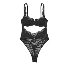 Victoria's Secret Dream Angels Dare to Dream Lace Uplift Teddy S *Black* NEW!