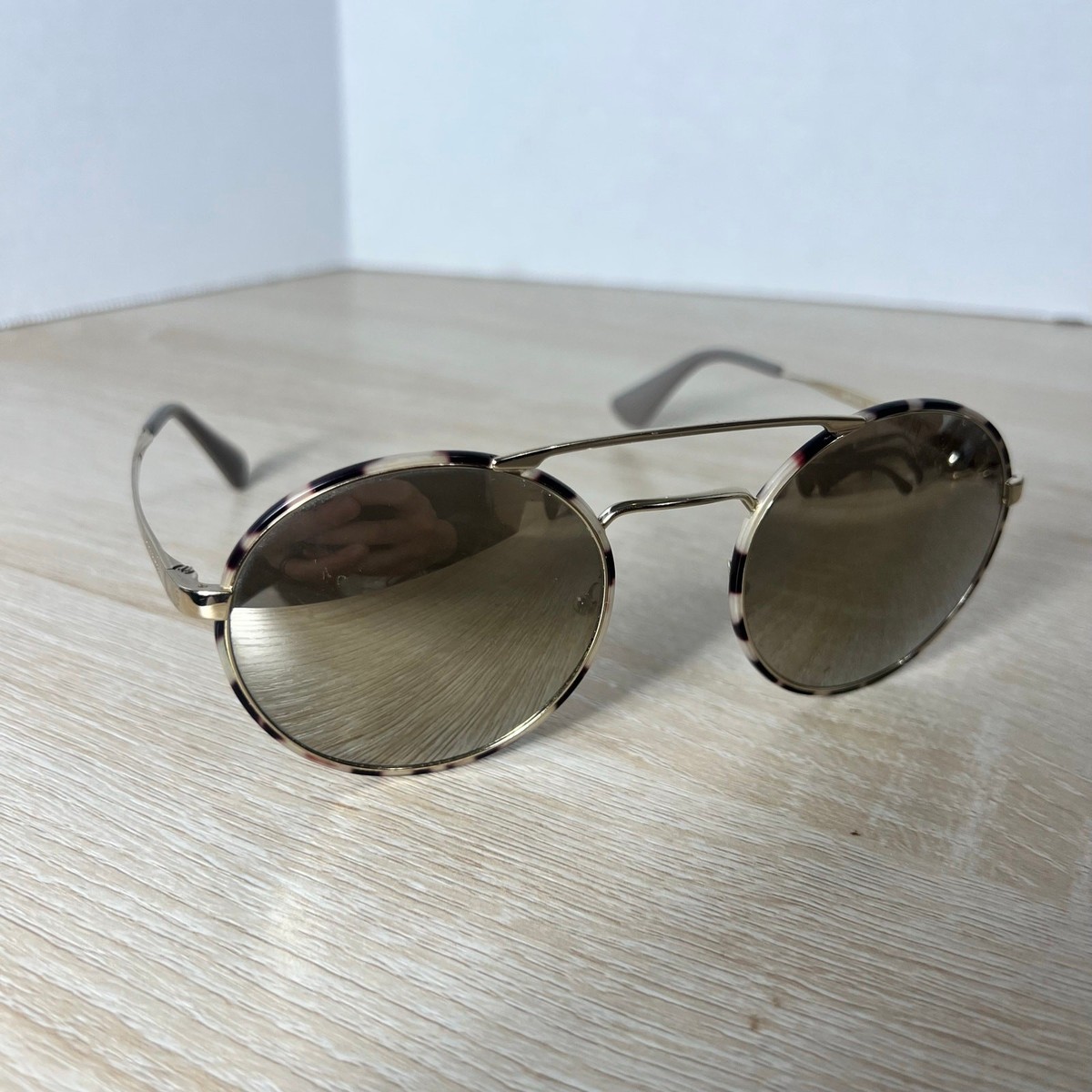 RARE! Prada SPR51S UAO-1C0 Sunglasses Beige Tortoise Silver READ