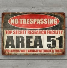 No Trespassing Area 51 8 x 12 Vintage Novelty Metal Sign Made In USA New!