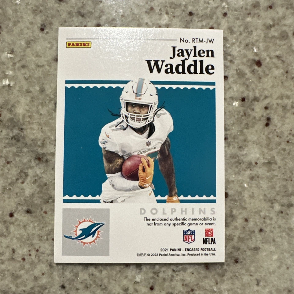 2021 ENCASED ROOKIE JAYLEN WADDLE /75 TRIPLE JERSEY PATCH  - Image 2 of 2