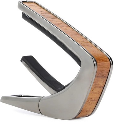 Thalia Wood Collection Capo - Black Chrome with AAA Hawaiian Koa