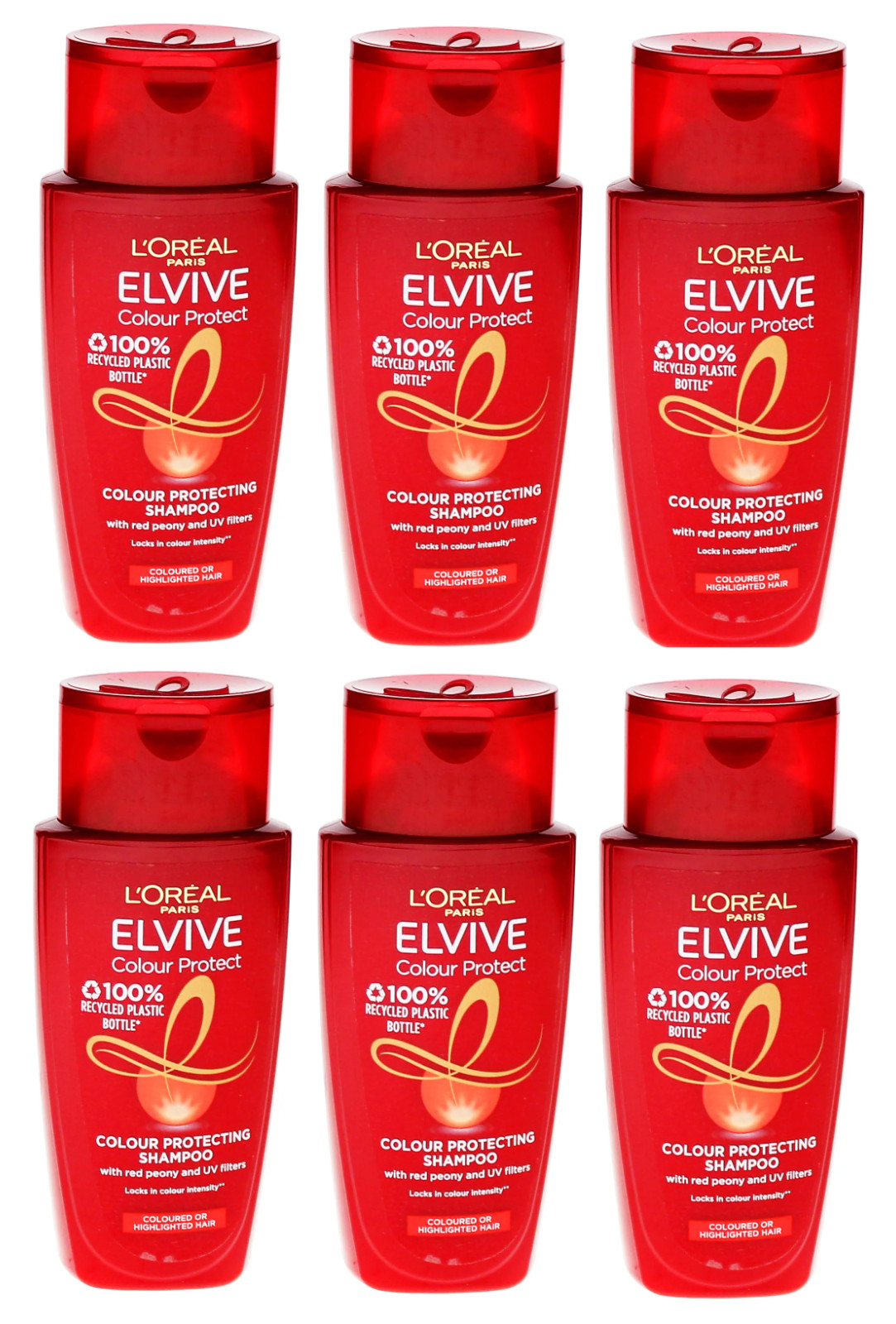 6x L'Oreal Elvive Colour Protect Shampoo 90ml - Travel Size