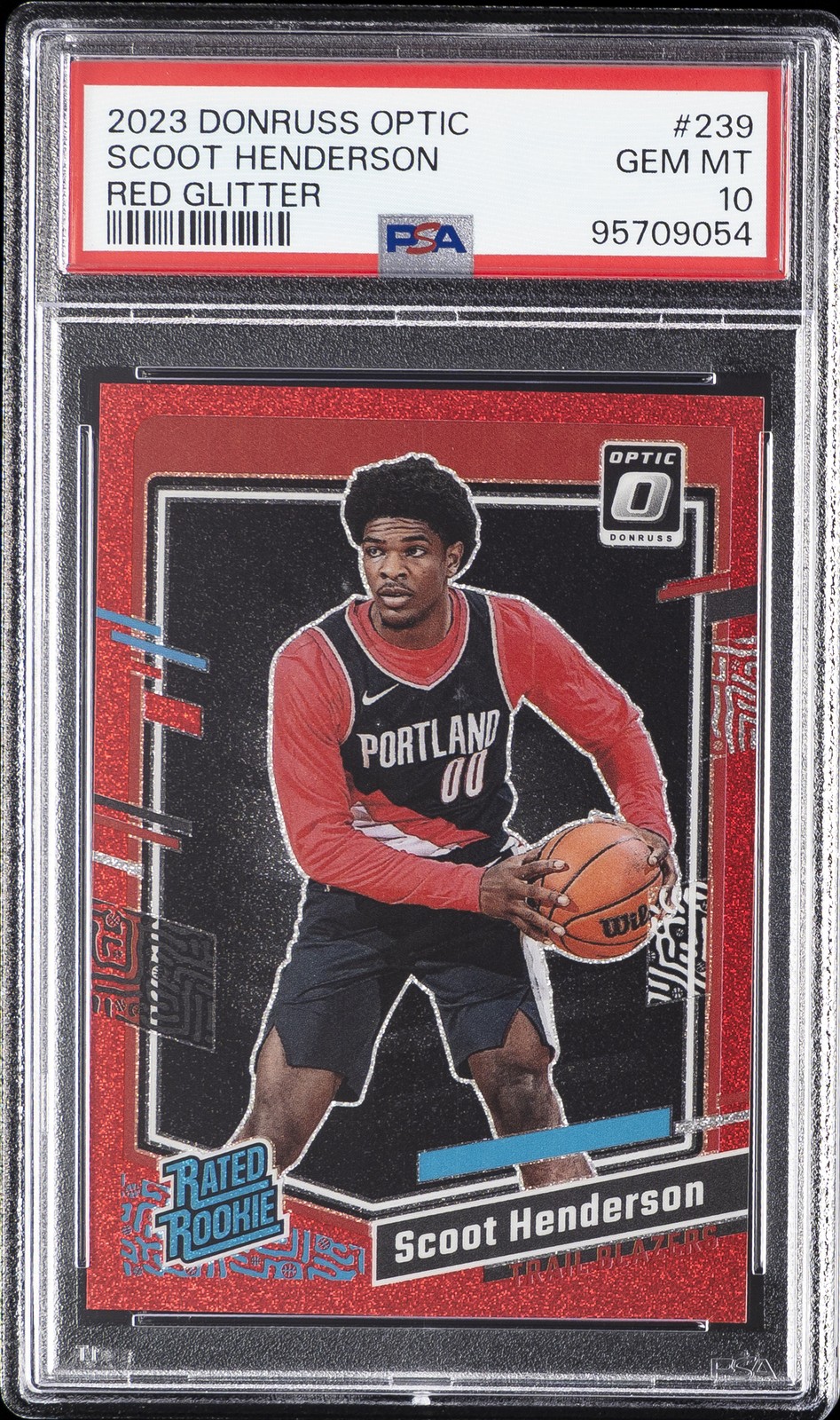 2023 PANINI DONRUSS OPTIC RED GLITTER #239 SCOOT HENDERSON 23/75 PSA 10