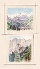 Liskamm Valais Alps Natural Pillars Aosta Valley Watercolor Drawing Leifer 1850