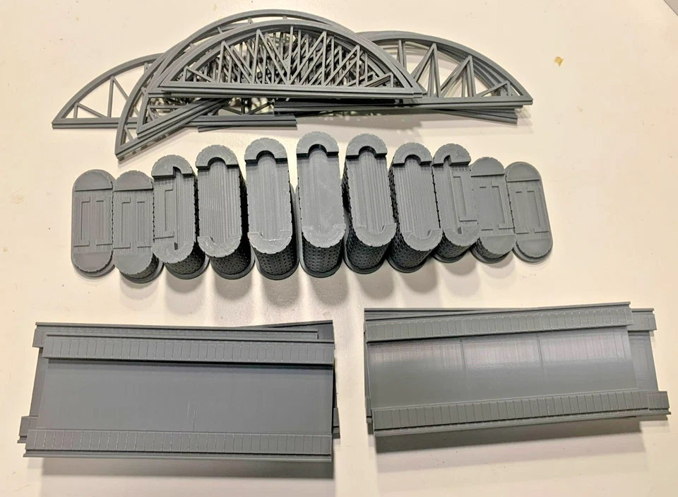 Puente de arco de armadura modular escala HO - Modelo de ferrocarril ajustable 1:87 42 pulgadas + muelles Foto 3 de 4