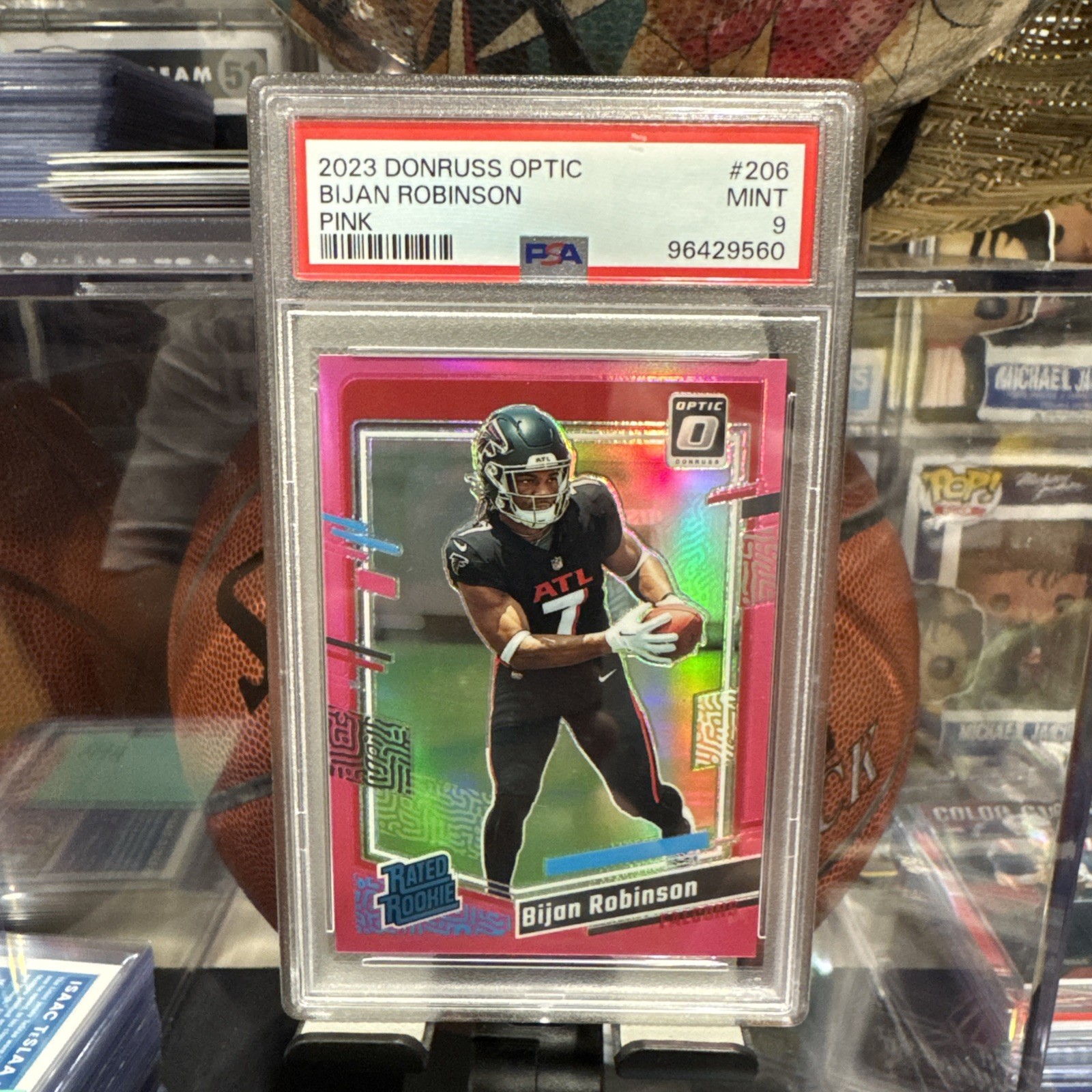 Bijan Robinson Rookie 2023 Panini Donruss Optic Pink #206 PSA 9 Falcons
