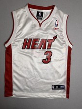 Dwayne Wade 3 Miami Heat M Youth Reebok White Red Jersey Sz Medium 10-12 NBA