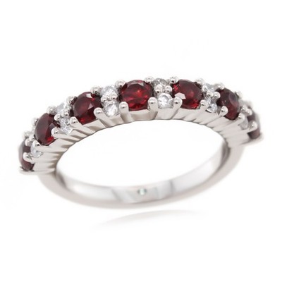 Natürlicher roter Granat Damen Vorsteck Band Ring 925 Sterling Silber Schmuck für Sie
