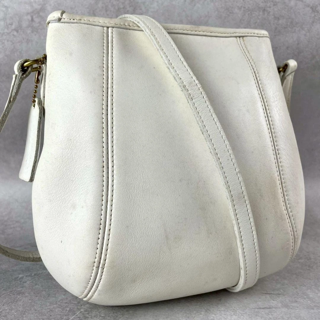 Coach 9990 borsa a tracolla vintage kiss lock pelle bianca made in USA colore raro
