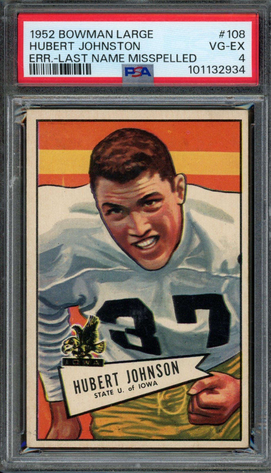 1952 BOWMAN LARGE #108 HUBERT JOHNSTON PSA 4 REDSKINS [934]