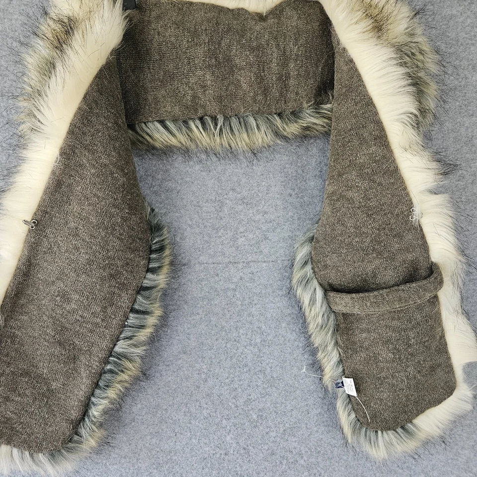 Womens Scarf Collar 51" Super Soft Fluffy Faux Fux Coat - Image 2 of 4