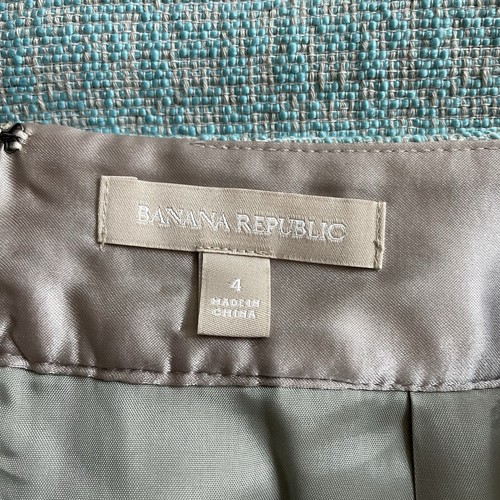 Banana Republic Blue Tweed Pencil Skirt Lined Womens Size 4 Turquoise - Picture 4 of 7