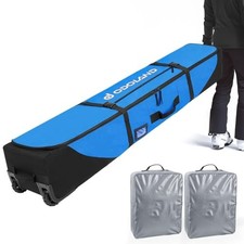Rolling Ski Bag, Padded Snowboard Bags with Wheels for Air Travel, 190cm Blue