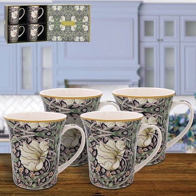 Leonardo William Morris Pimpernel Tassen 4er Set | Fine China Kaffeetassen 400ml