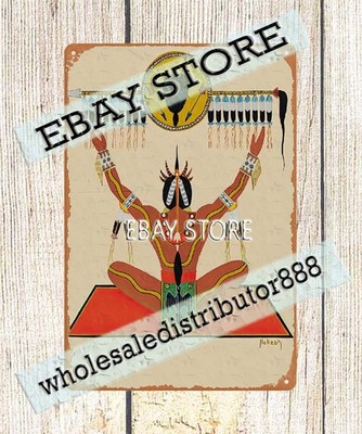 1930s native American Indian Prayer Before the Battle by Jack Hokeah tin sign